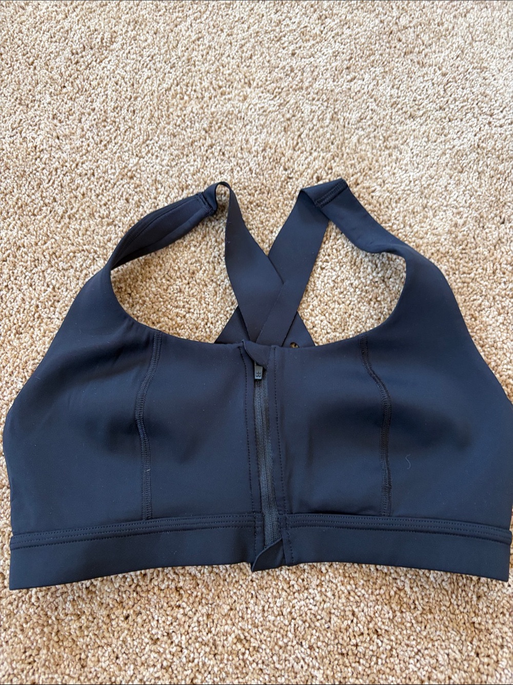 Sweaty Betty Black Zipper Front Supportive Sports Bra GUC